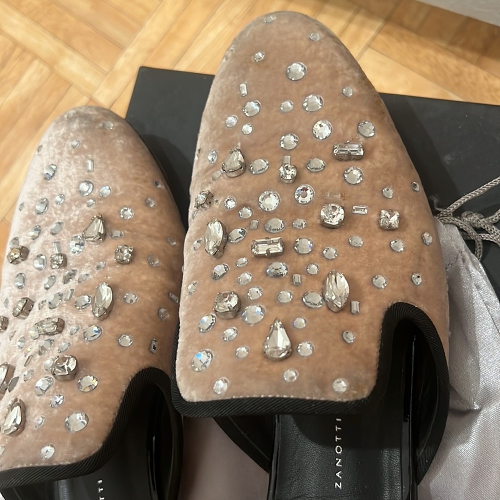 Giuseppe Zanotti Womens Letizia Mules Tan Nude Crystal Embellished Slip - Picture 5 of 8